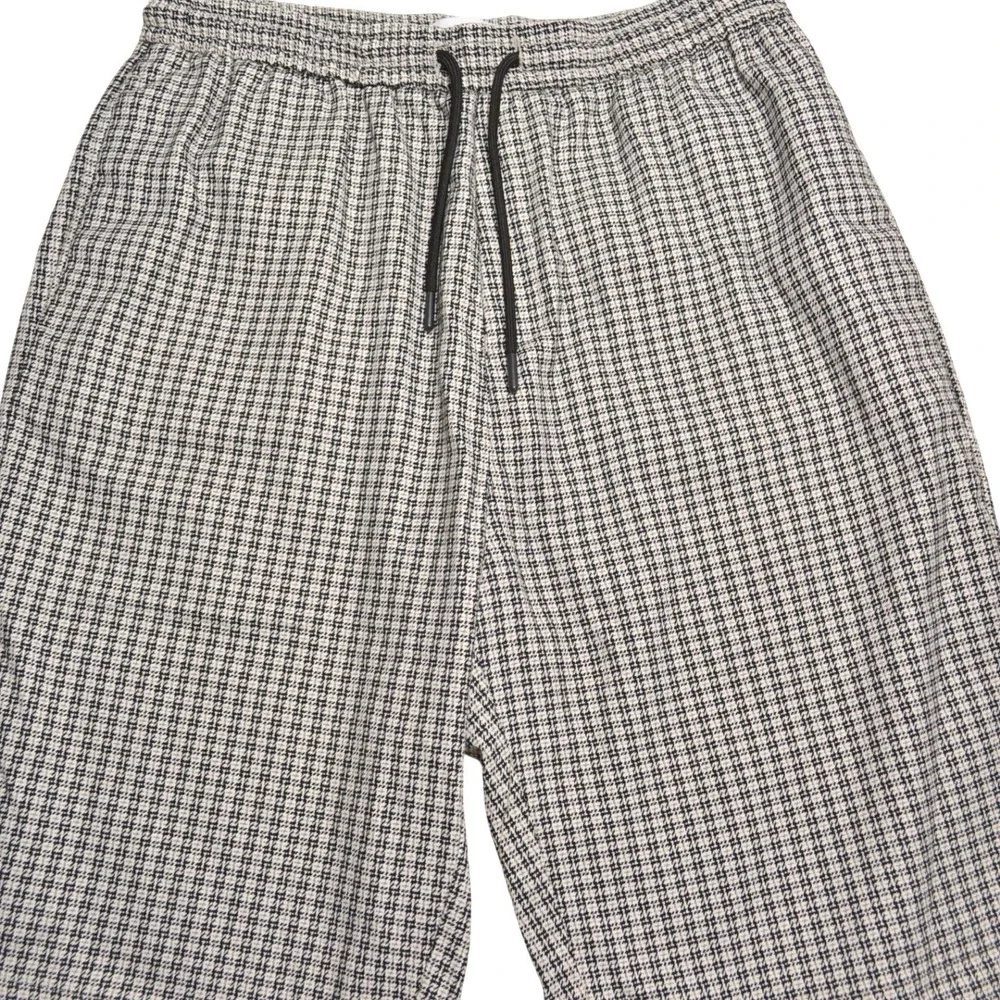TOPMAN Men's W34 Houndstooth Plaid Drawstring Bermuda Casual Shorts Longline